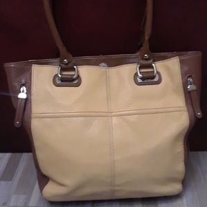 Tignanello Shoulder/Tote Bag-Lt. Yellow/Tan